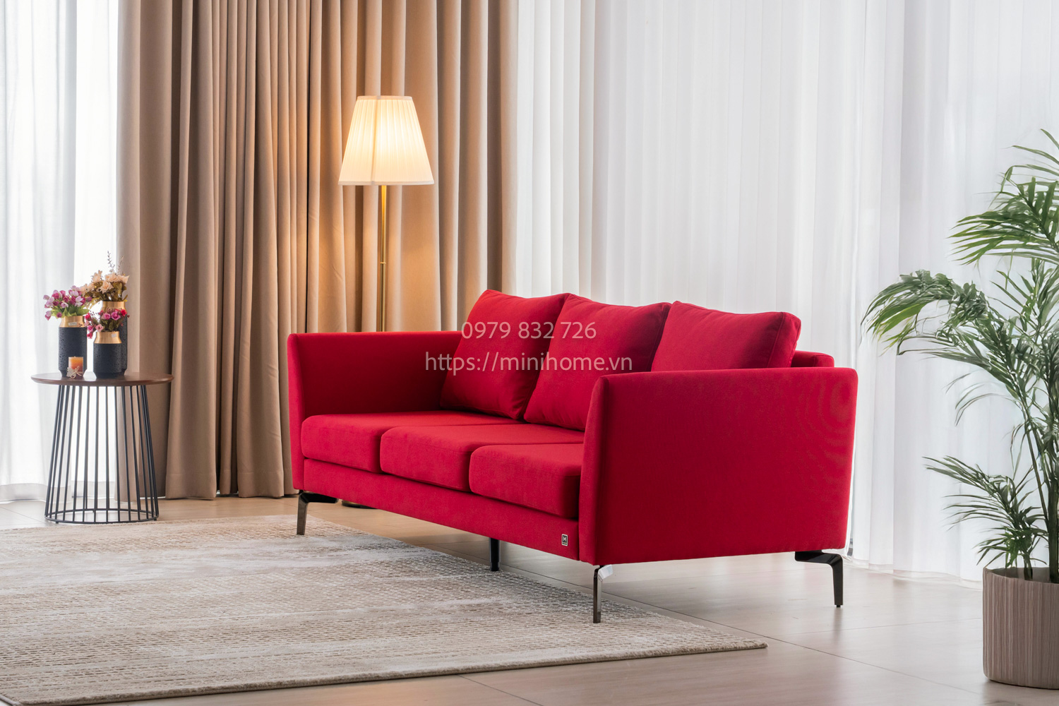 Sofa Fly Vải Màu đỏ dài 210cm - Hình ảnh 5