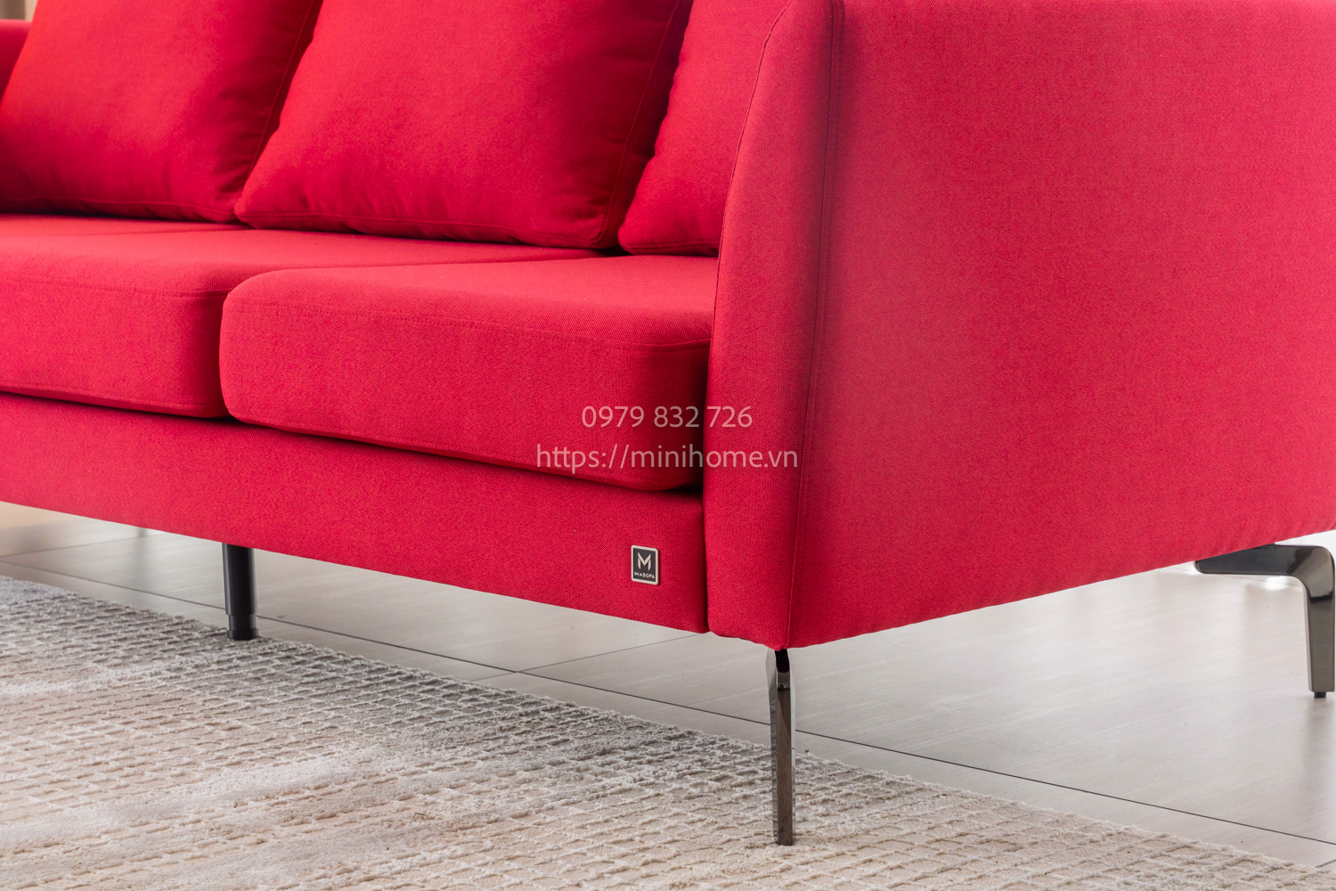 Sofa Fly Vải Màu đỏ dài 210cm - Hình ảnh 3