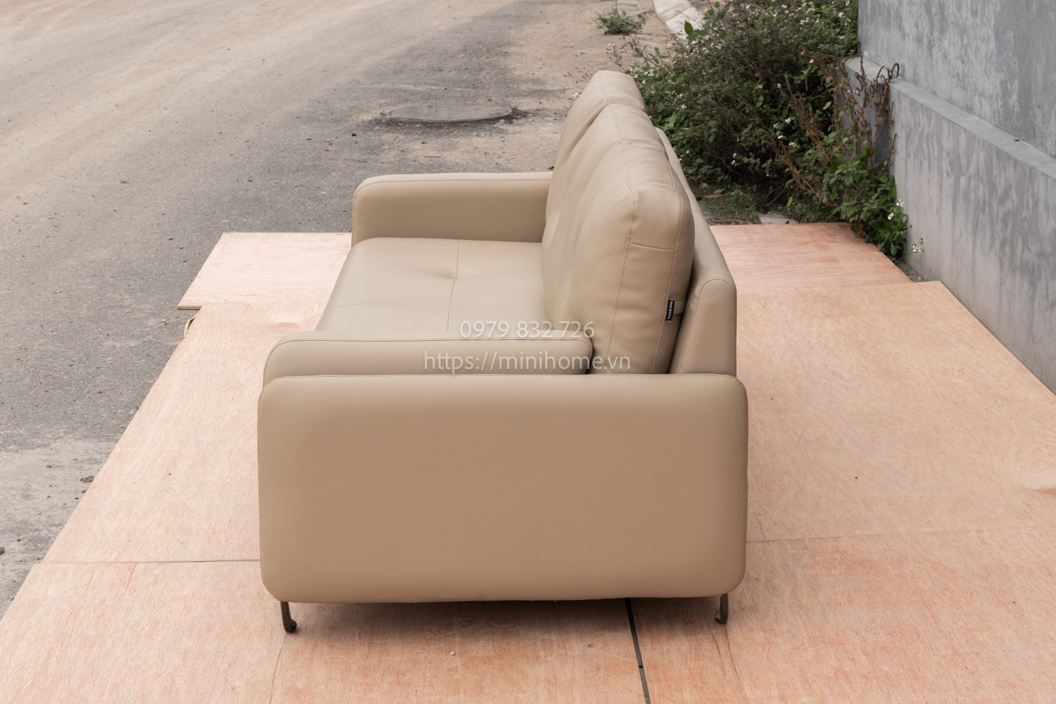 SOFA SFSL04 Da công nghiệp Màu kem dài 218cm - Hình ảnh 4