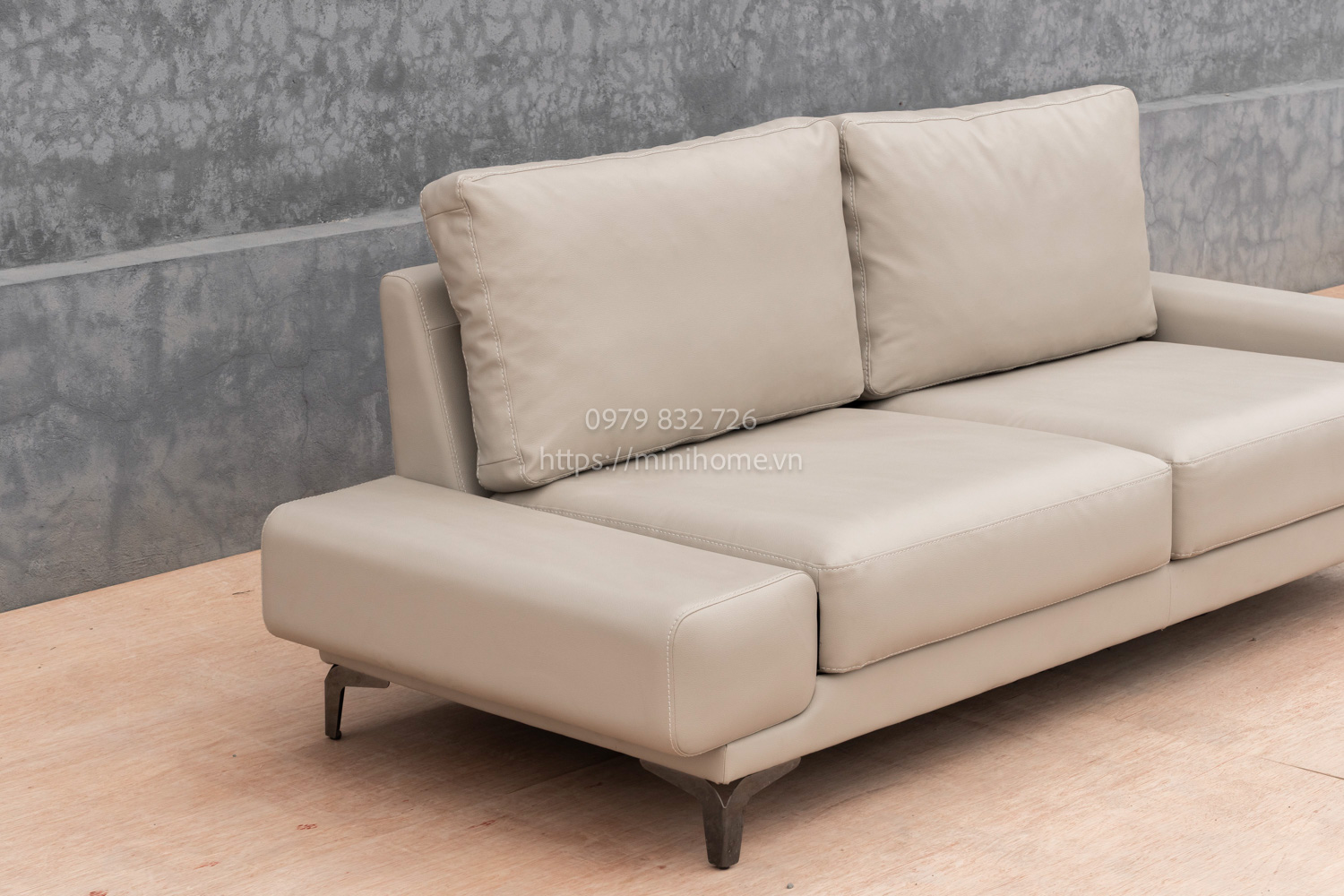 SOFA SFSL05 Da công nghiệp Màu ghi nhạt dài 220cm - Hình ảnh 4