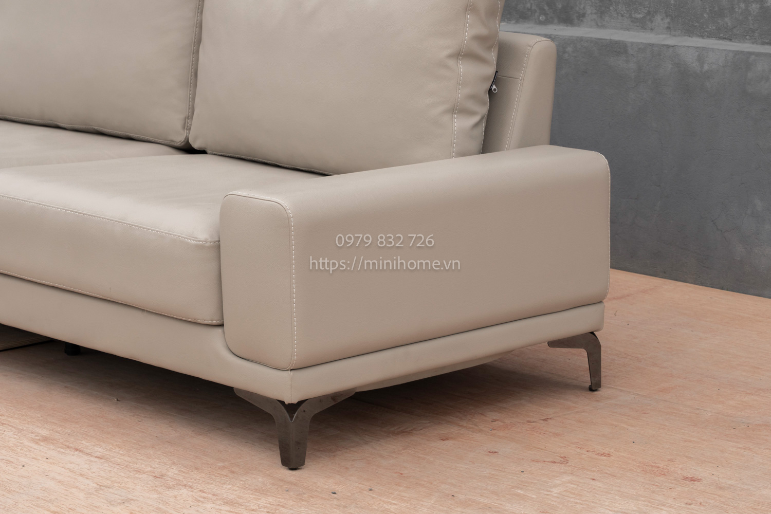 SOFA SFSL05 Da công nghiệp Màu ghi nhạt dài 220cm - Hình ảnh 3