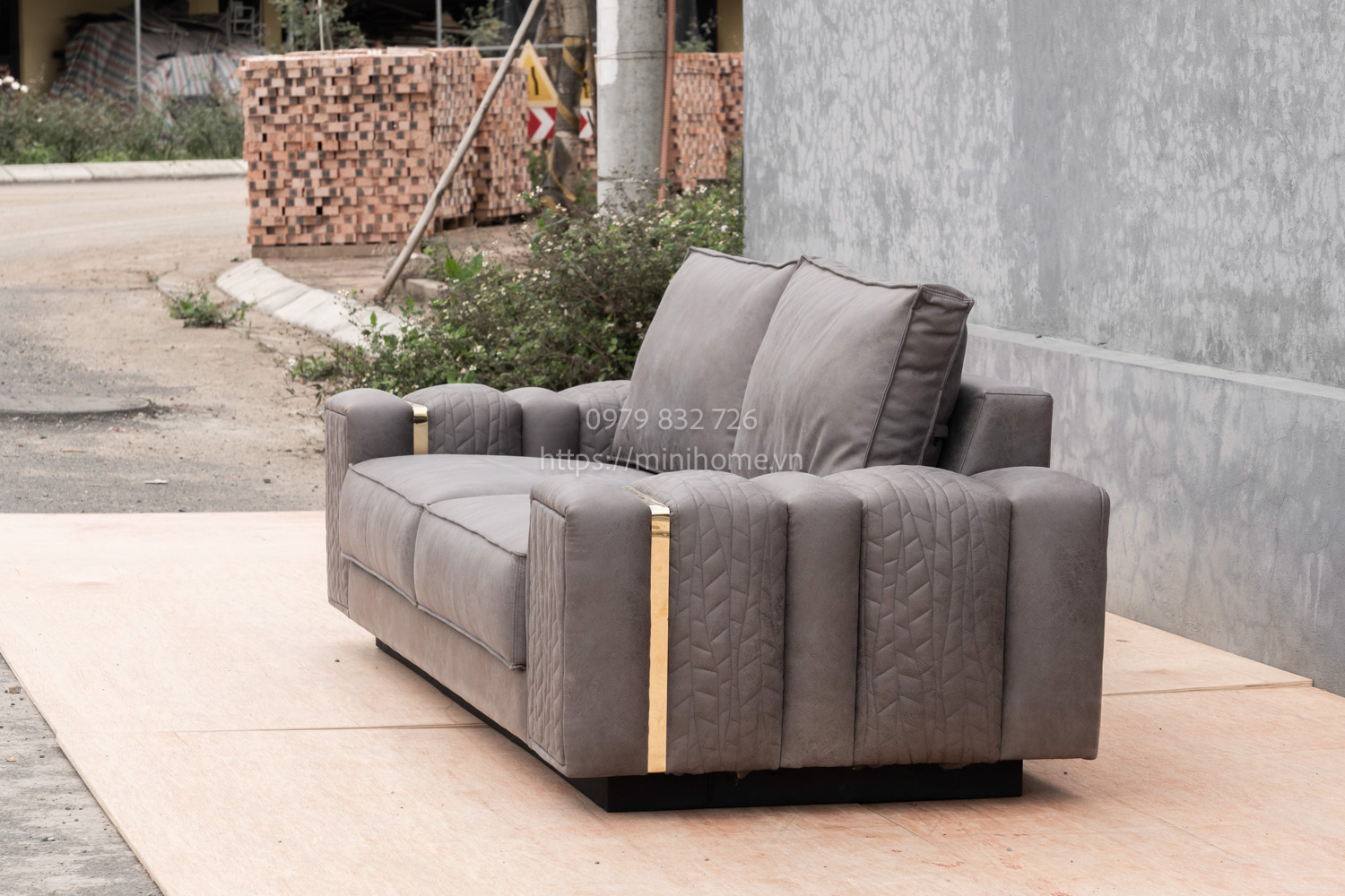 SOFA SFSL08 Da công nghiệp Màu xám đậm dài 220cm - Hình ảnh 6