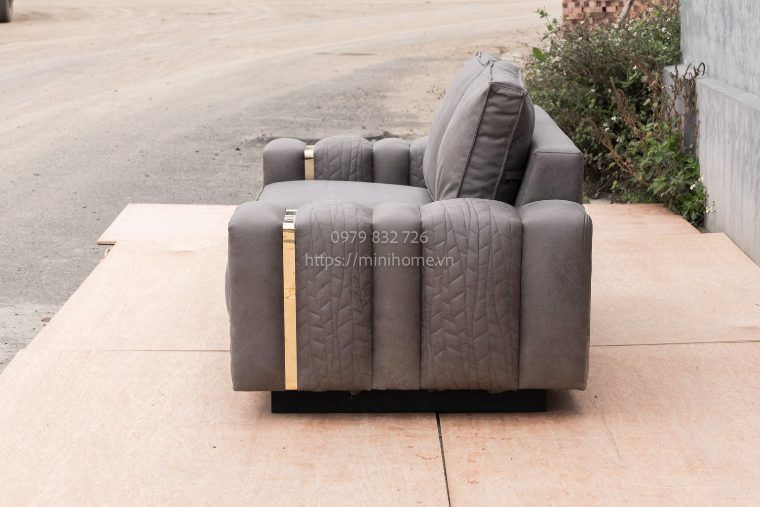 SOFA SFSL08 Da công nghiệp Màu xám đậm dài 220cm - Hình ảnh 7