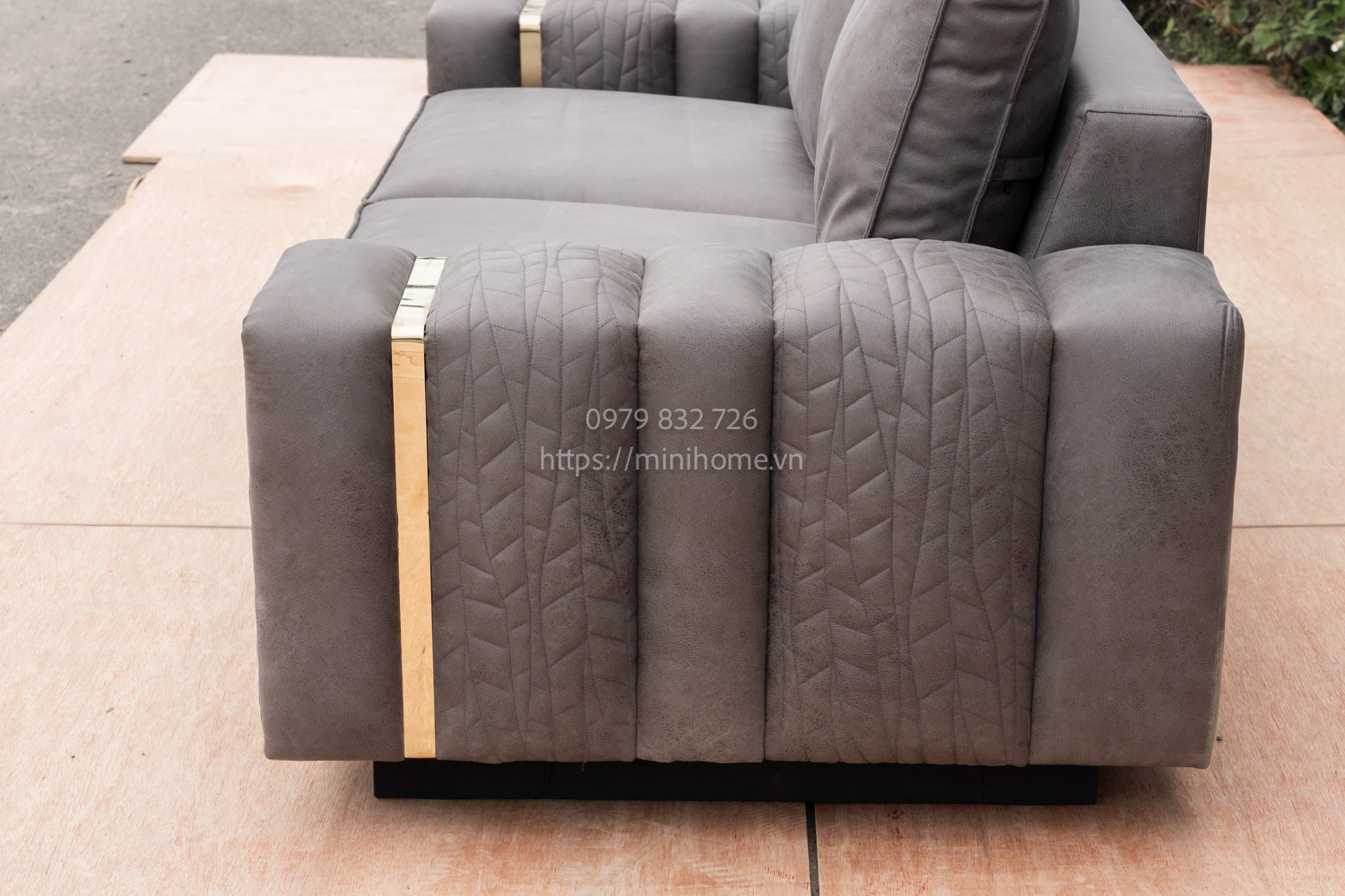 SOFA SFSL08 Da công nghiệp Màu xám đậm dài 220cm - Hình ảnh 3