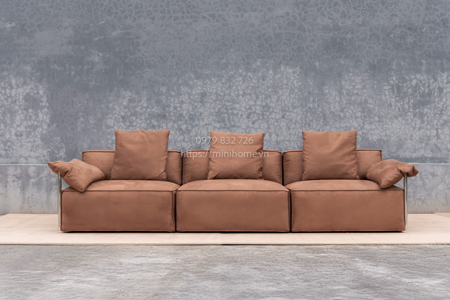 SOFA SFSL15 Da lộn Màu nâu đậm dài 305cm - Hình ảnh 7