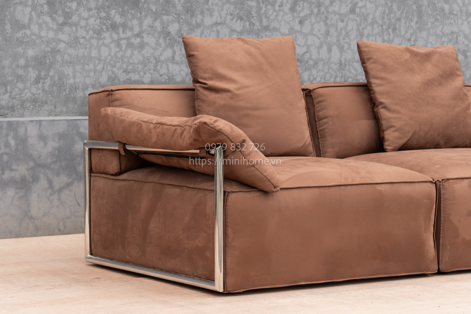 SOFA SFSL15 Da lộn Màu nâu đậm dài 305cm - Hình ảnh 6