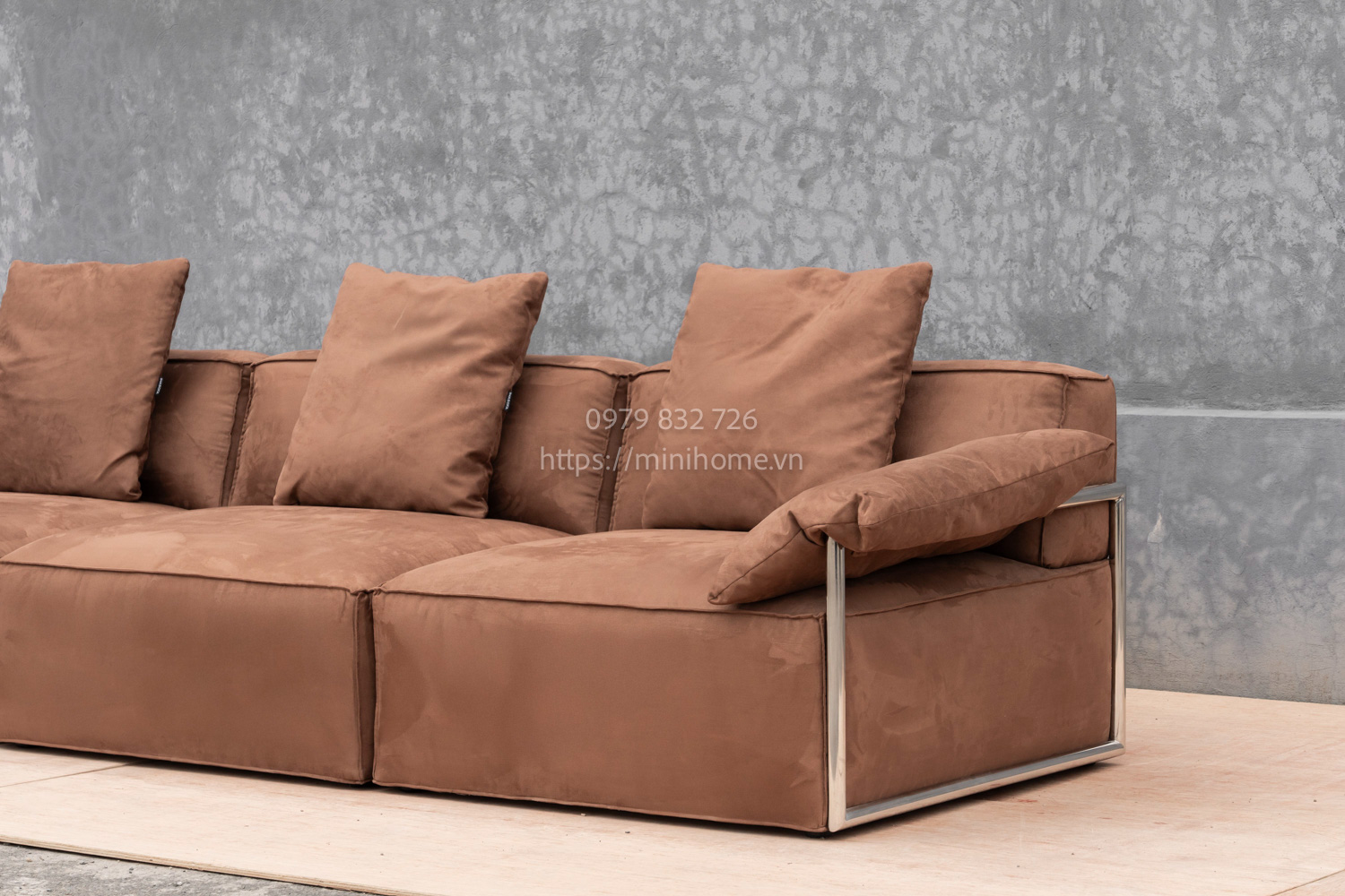 SOFA SFSL15 Da lộn Màu nâu đậm dài 305cm - Hình ảnh 5