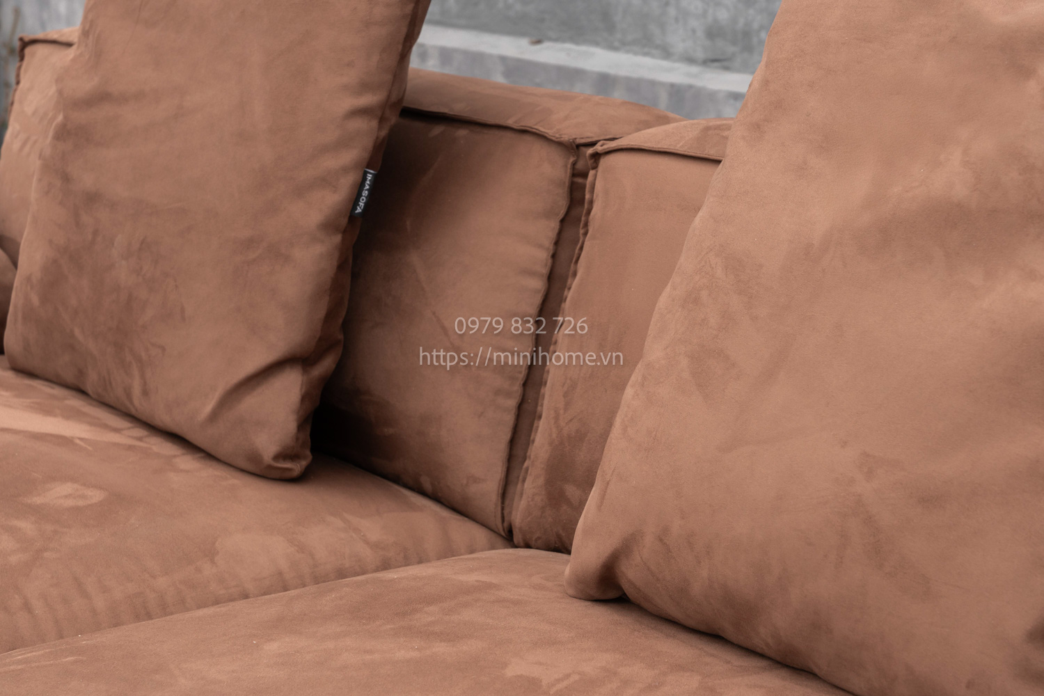 SOFA SFSL15 Da lộn Màu nâu đậm dài 305cm - Hình ảnh 3