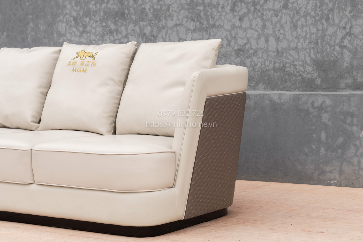 SOFA NHẬP TQ SFSL18 Da công nghiệp Màu kem dài 220cm - Hình ảnh 7