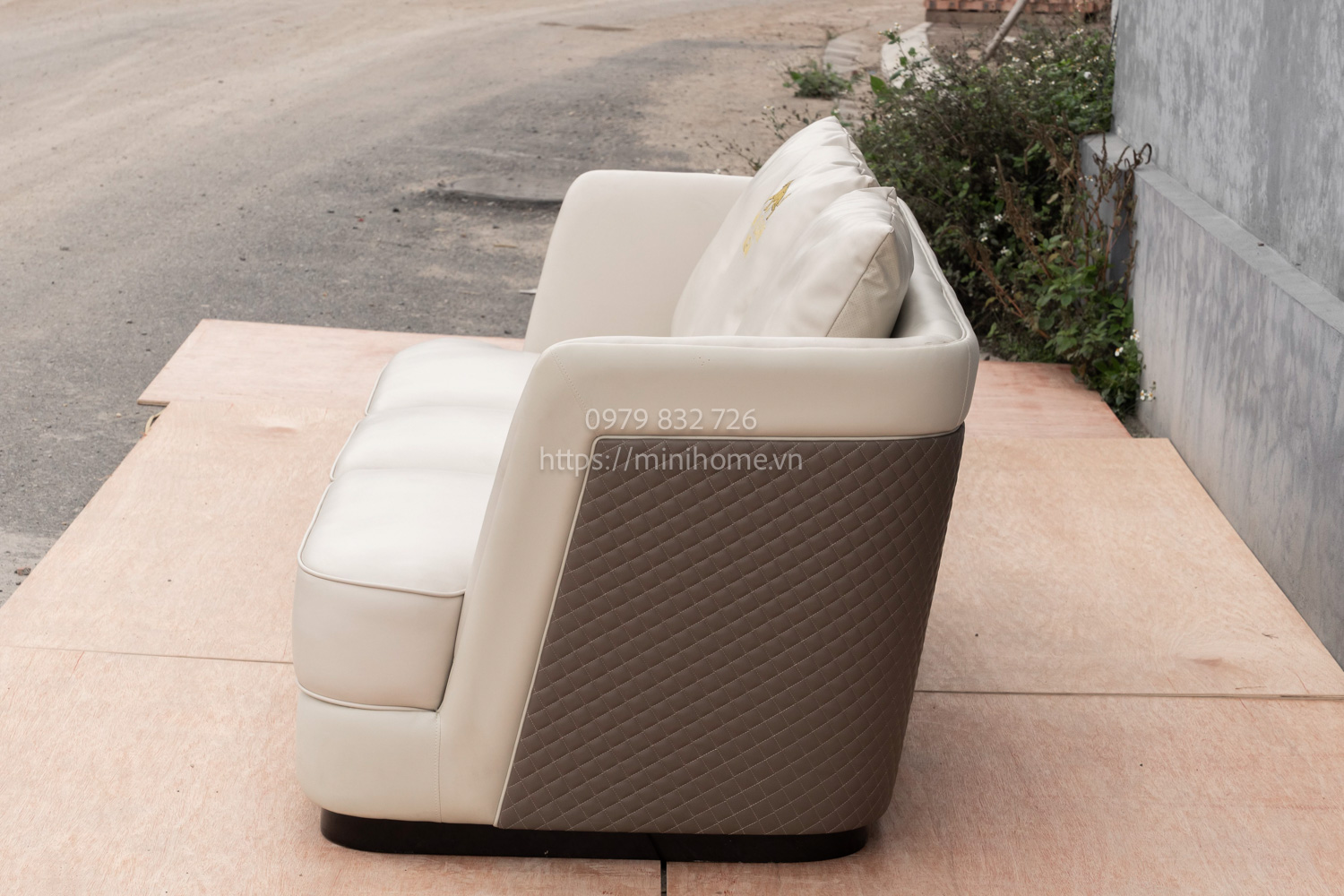 SOFA NHẬP TQ SFSL18 Da công nghiệp Màu kem dài 220cm - Hình ảnh 6