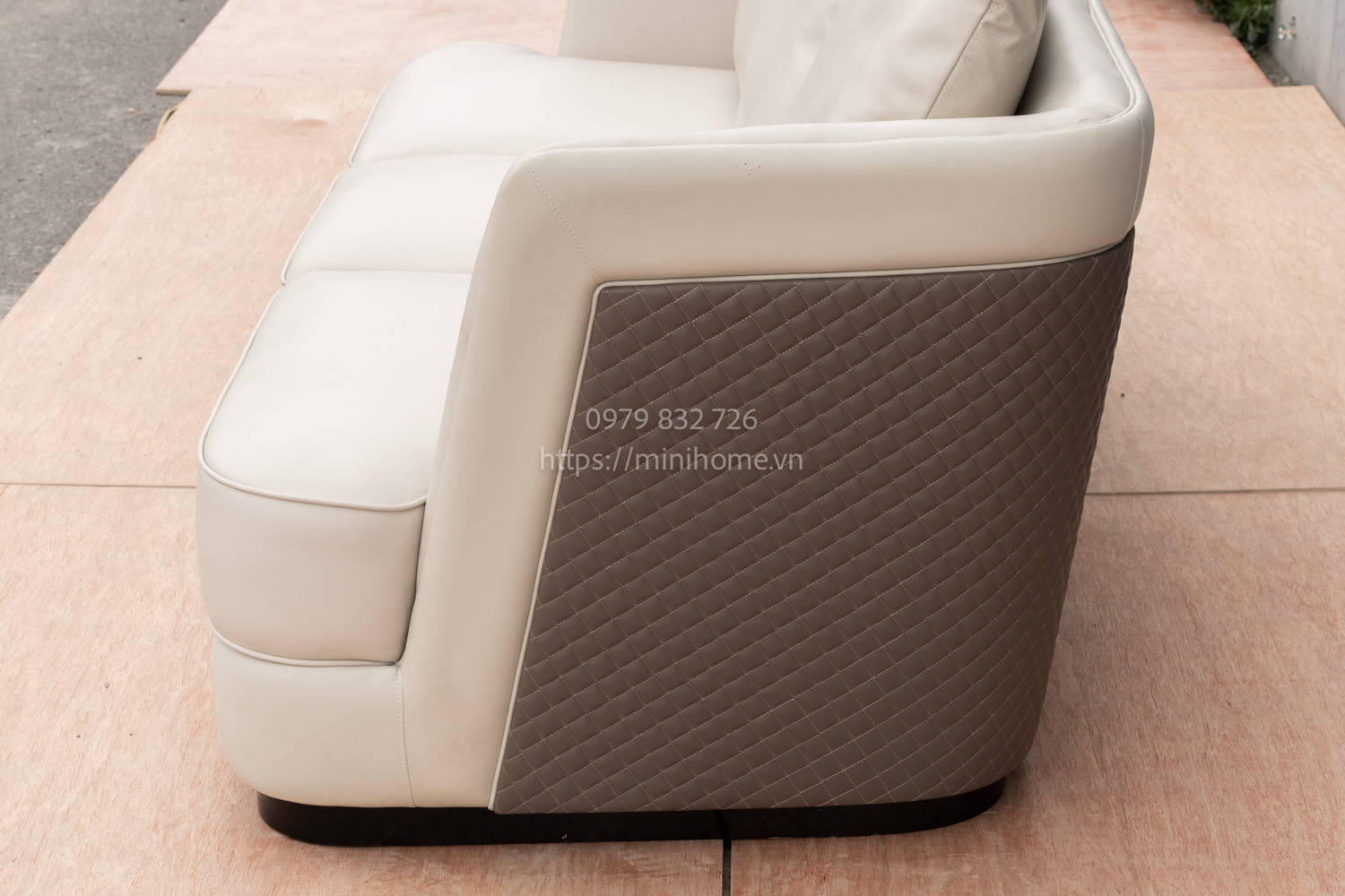 SOFA NHẬP TQ SFSL18 Da công nghiệp Màu kem dài 220cm - Hình ảnh 3