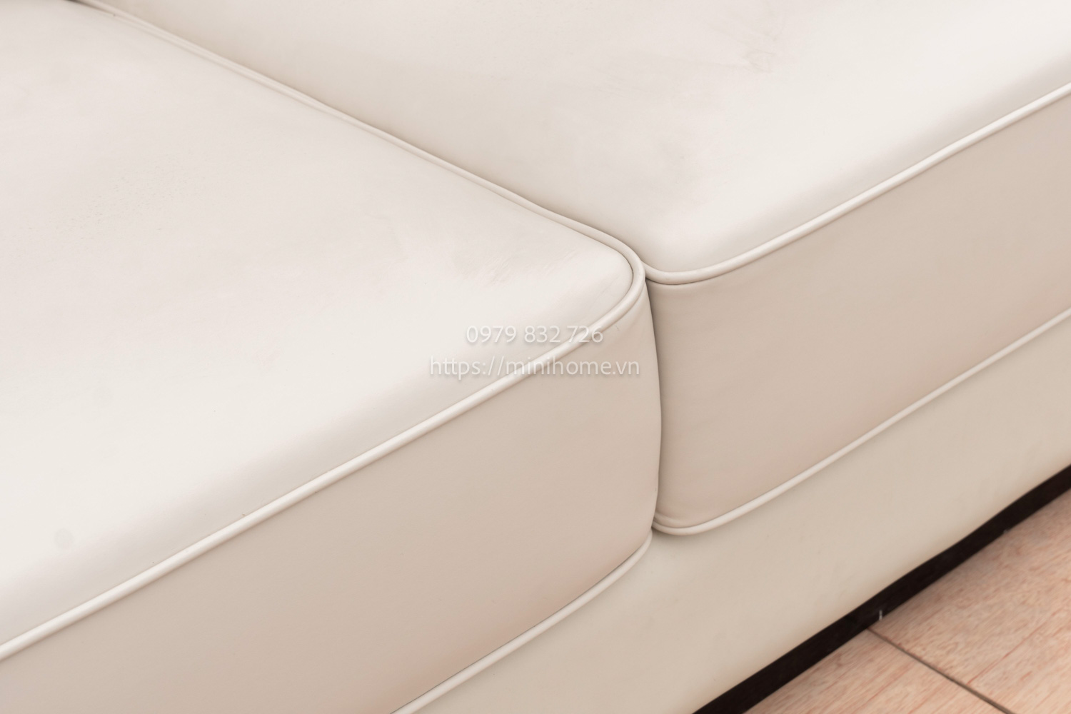 SOFA NHẬP TQ SFSL18 Da công nghiệp Màu kem dài 220cm - Hình ảnh 4
