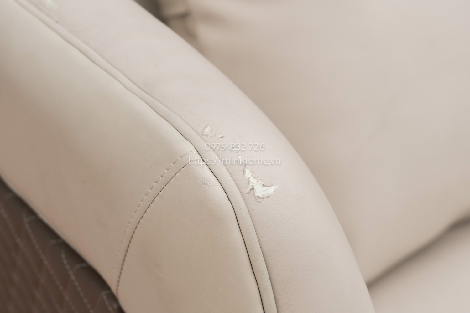 SOFA NHẬP TQ SFSL18 Da công nghiệp Màu kem dài 220cm - Hình ảnh 5